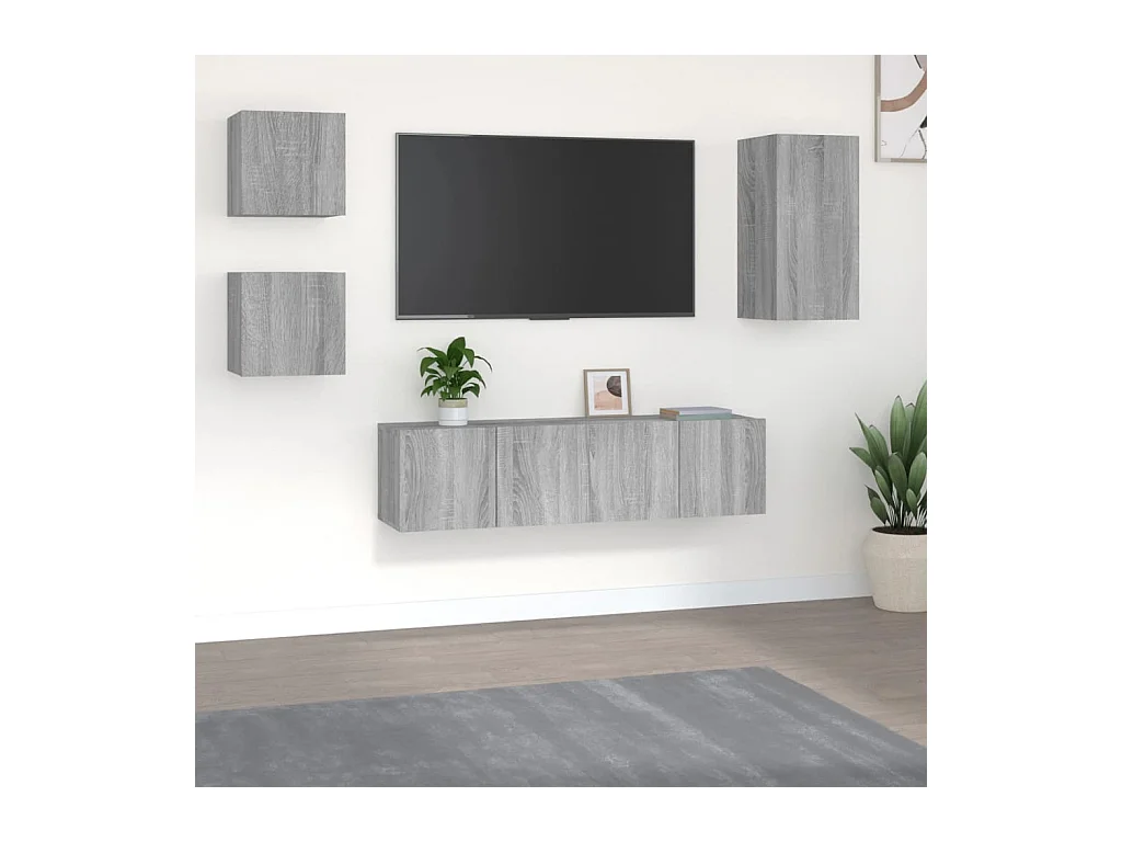 Ensemble de meubles TV 5 pièces Sonoma gris Bois d'ingénierie