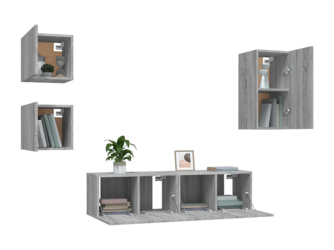 Ensemble de meubles TV 5 pièces Sonoma gris Bois d'ingénierie