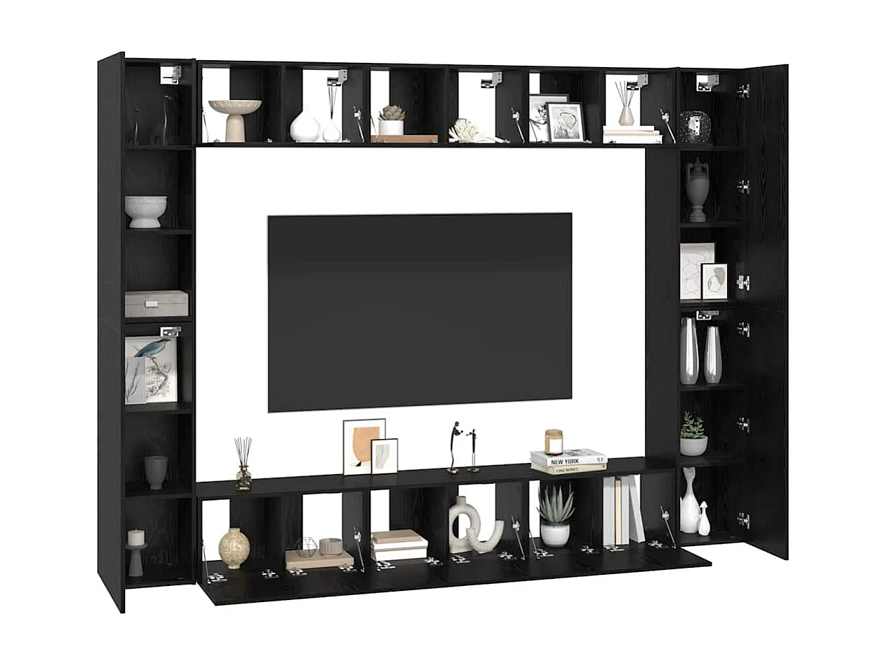 Ensemble meuble TV 10 pièces Chêne noir Moyen 30,5 x 30 x 90 cm
