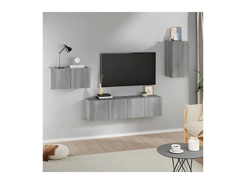 Ensemble de meubles TV 4 pièces Sonoma gris Bois d'ingénierie