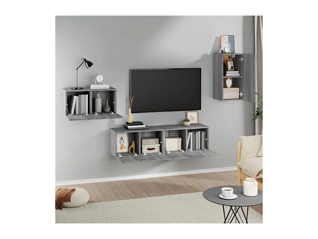 Ensemble de meubles TV 4 pièces Sonoma gris Bois d'ingénierie