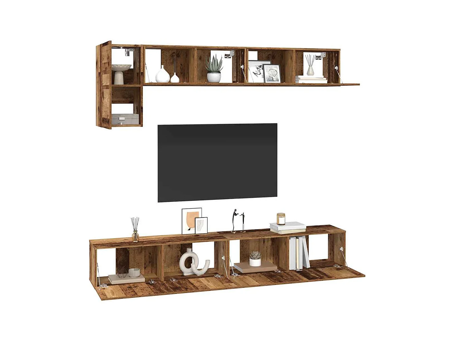 Ensemble meuble TV 5 pièces Bois ancien 100 x 30 x 30 cm