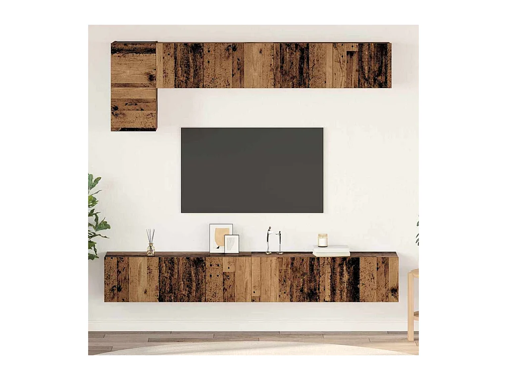 Conjunto de móvel de TV 5 peças Madeira antiga 100 x 30 x 30 cm