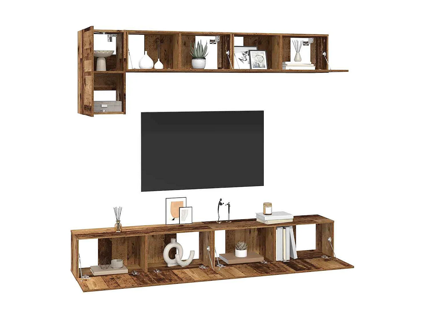 Ensemble meuble TV 5 pièces Bois ancien 100 x 30 x 30 cm