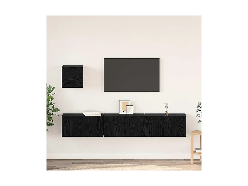 Conjunto de mueble de TV 4 pcs Roble negro 60 x 30 x 30 cm