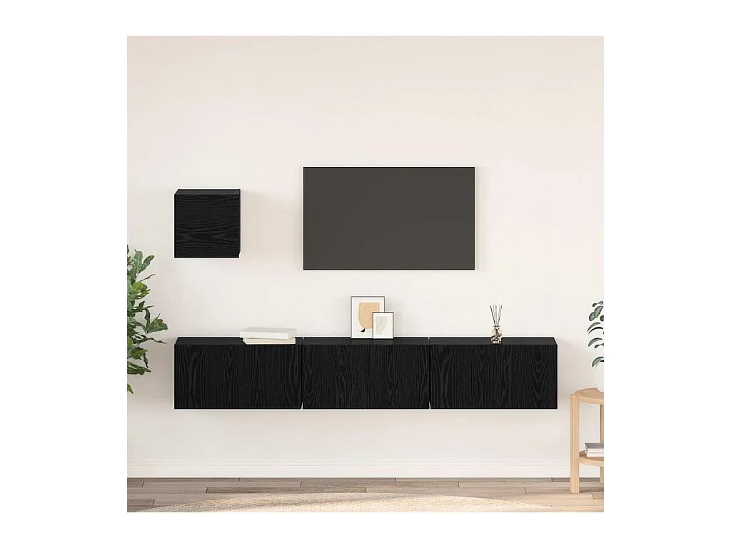 Ensemble meuble TV 4 pièces Chêne noir 60 x 30 x 30 cm