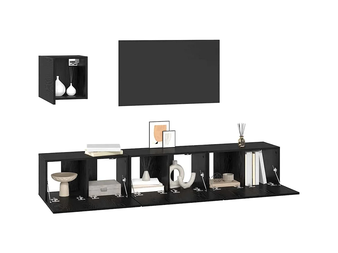 Ensemble meuble TV 4 pièces Chêne noir 60 x 30 x 30 cm