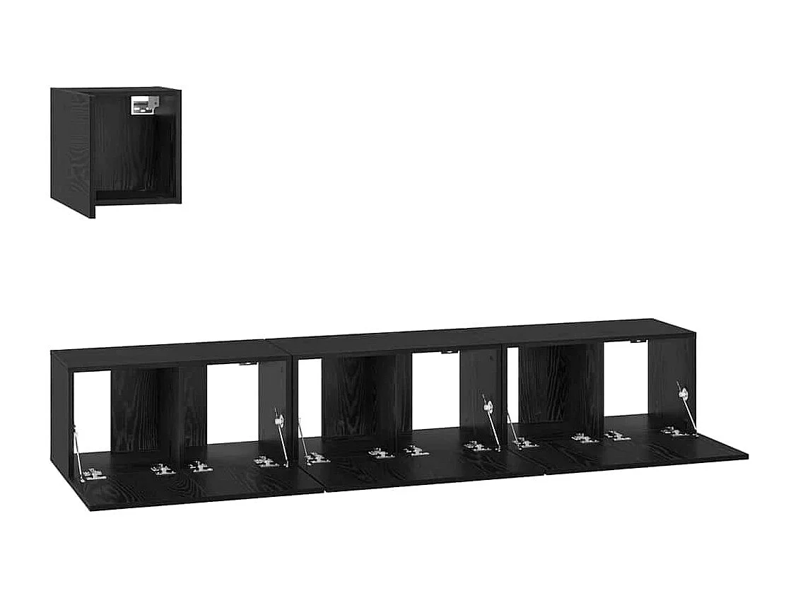 Ensemble meuble TV 4 pièces Chêne noir 60 x 30 x 30 cm