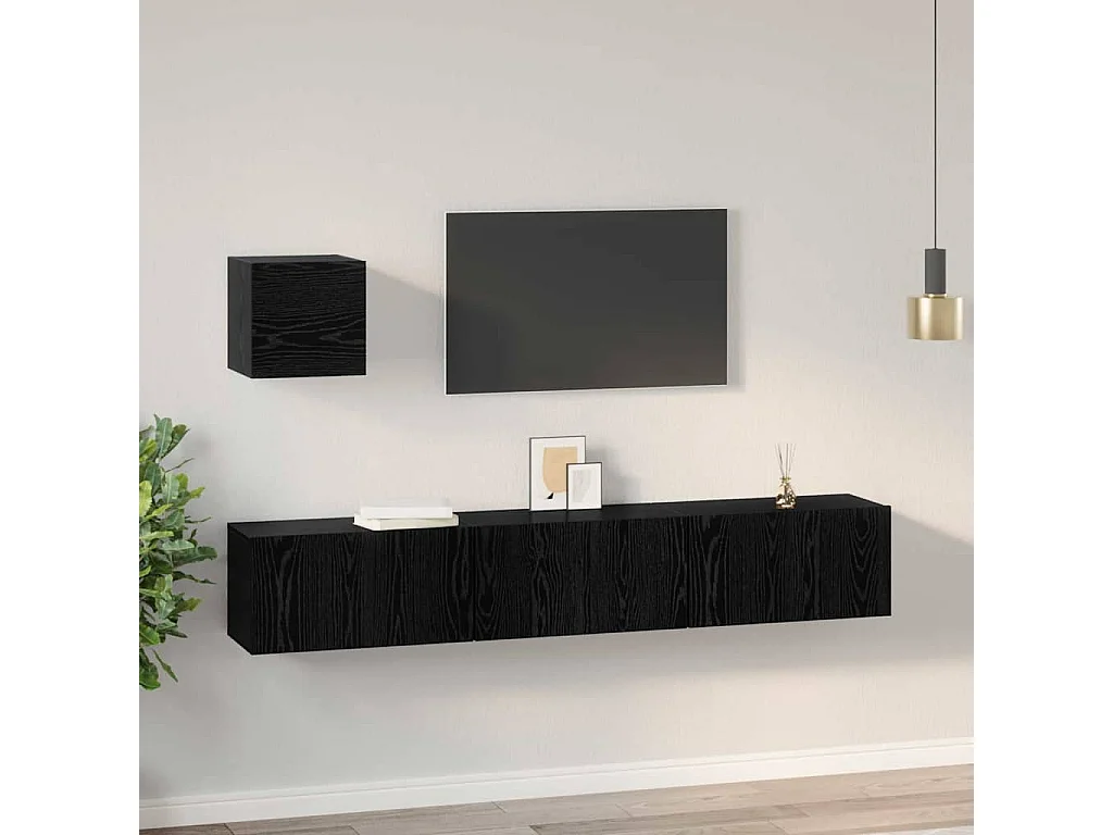 Ensemble meuble TV 4 pièces Chêne noir 60 x 30 x 30 cm