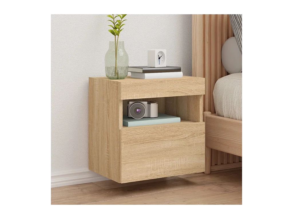 Meubles TV muraux lumières LED 2 pièces chêne sonoma 40x30x40 cm