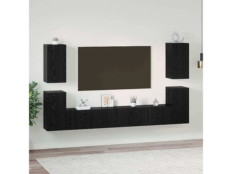 Conjunto de mueble de TV 7 pcs Roble negro 60 x 30 x 30 cm