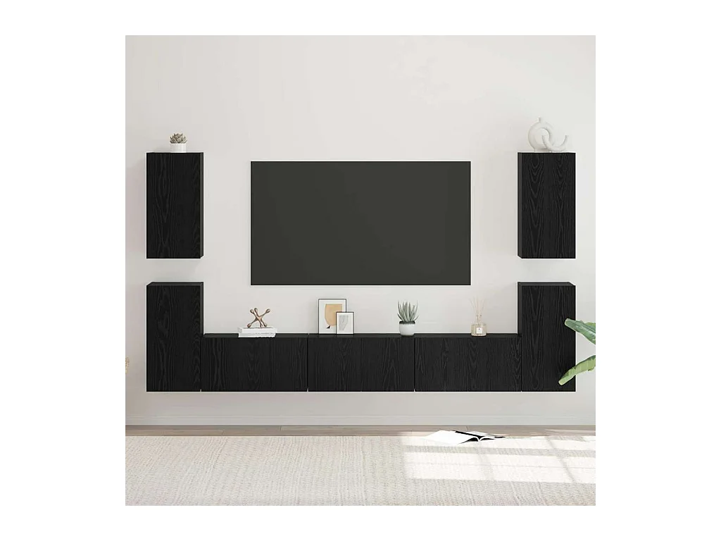 Conjunto de móvel de TV 7 peças Carvalho preto 60 x 30 x 30 cm