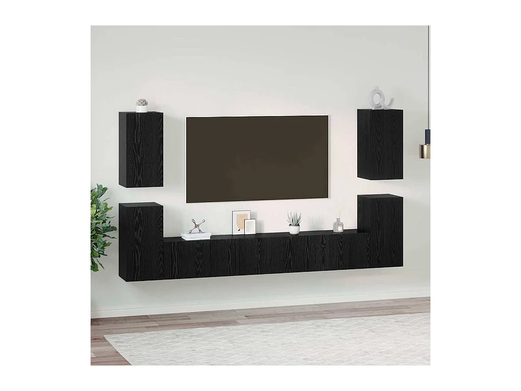 Ensemble meuble TV 7 pièces Chêne noir 60 x 30 x 30 cm