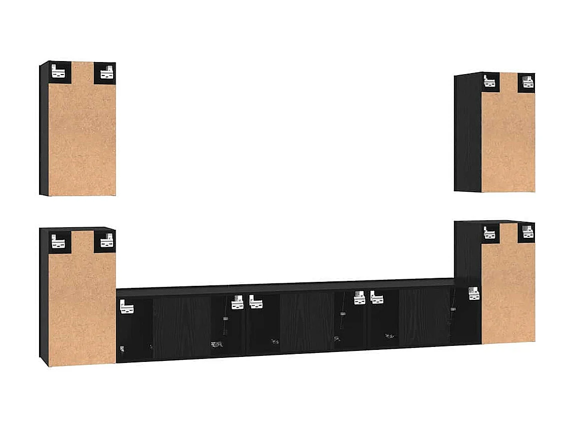 Ensemble meuble TV 7 pièces Chêne noir 60 x 30 x 30 cm