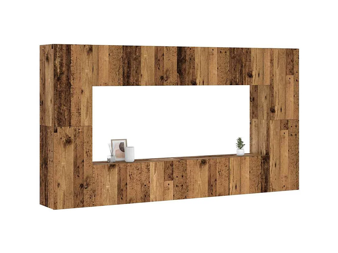 Ensemble de meuble TV mural 8 pièces vieux bois bois d'ingénierie