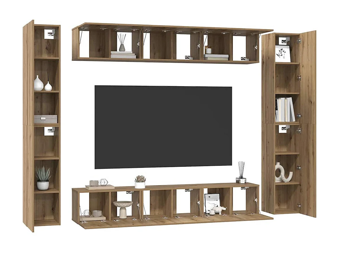 Ensemble meuble TV 10 pièces chêne artisanal 30,5 x 30 x 90 cm