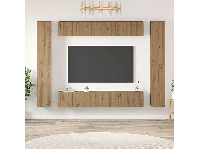 Tv-meubelset 10 pcs artisanaal eikenkleurig 30.5 x 30 x 90 cm