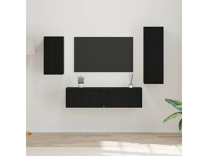 Conjunto de móvel de TV 4 peças Carvalho preto 30.5 x 30 x 90 cm