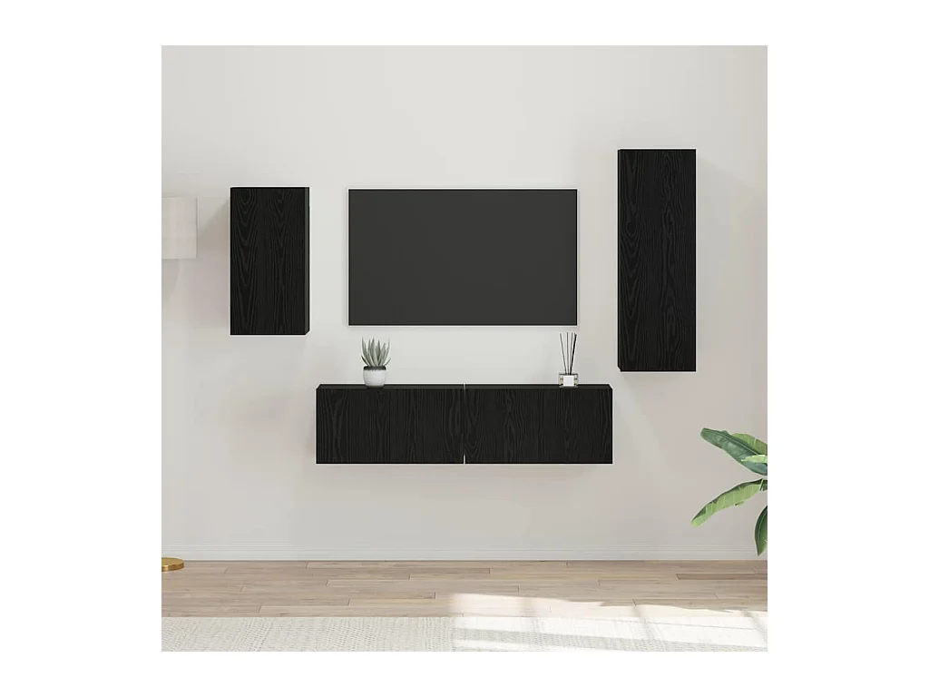 Ensemble meuble TV 4 pièces Chêne noir 30,5 x 30 x 90 cm