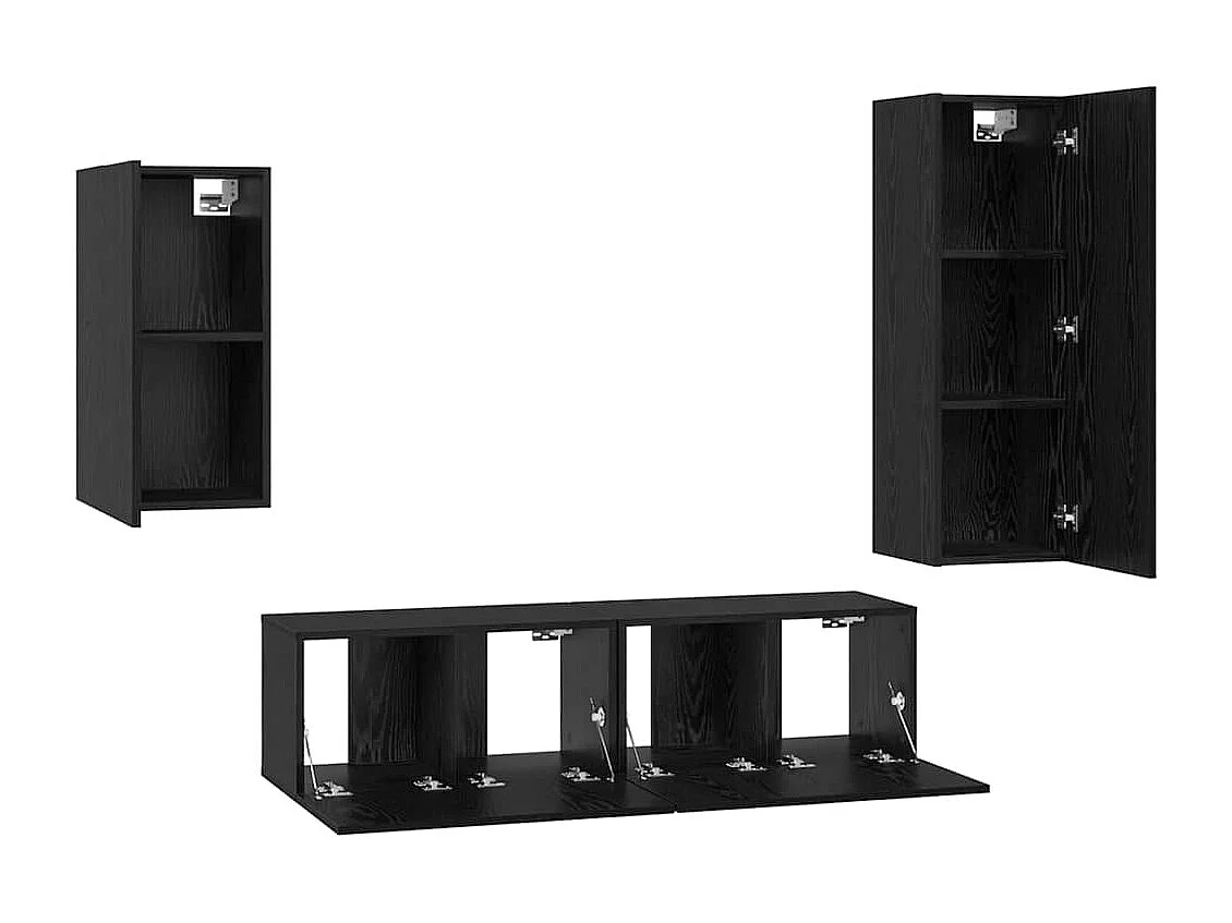 Ensemble meuble TV 4 pièces Chêne noir 30,5 x 30 x 90 cm