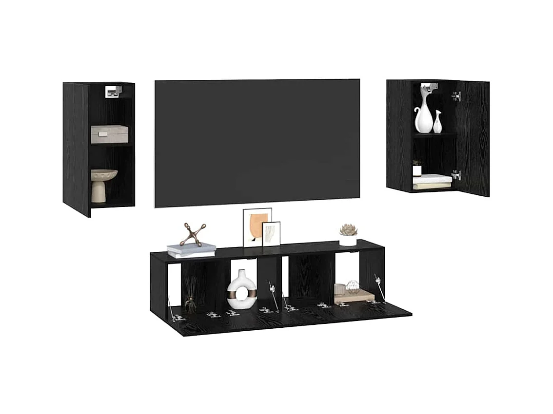 Ensemble meuble TV 4 pièces Chêne noir Moyen 30.5 x 30 x 60 cm
