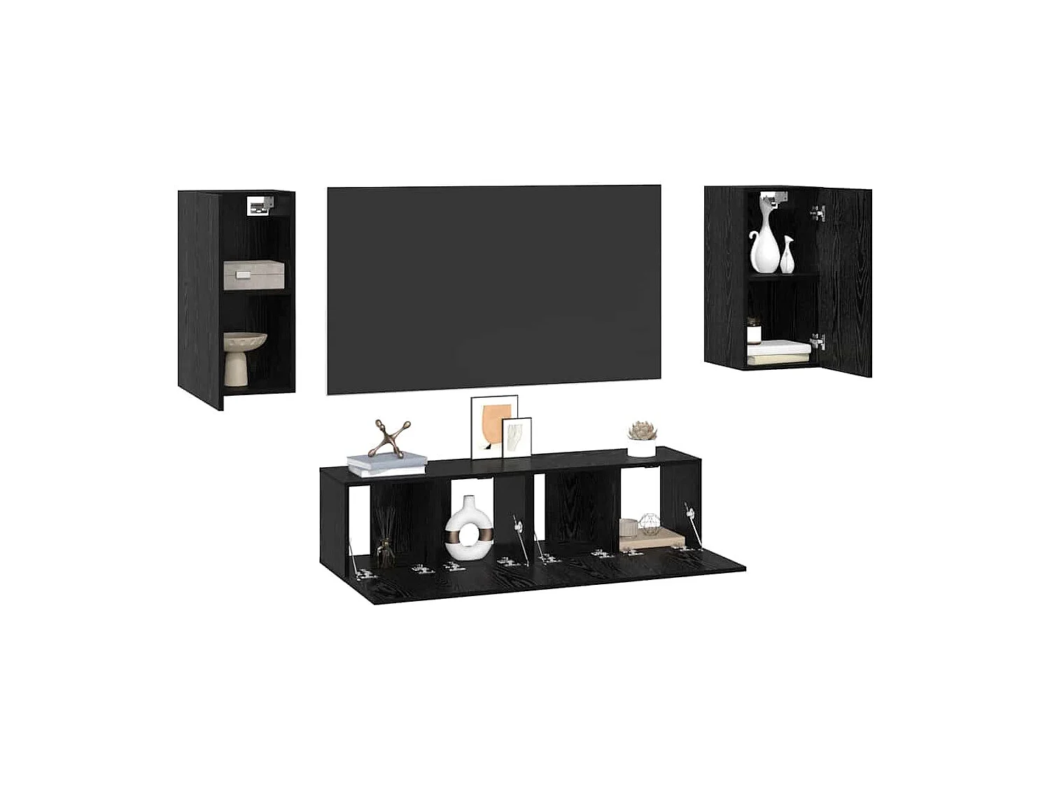 Ensemble meuble TV 4 pièces Chêne noir Moyen 30.5 x 30 x 60 cm
