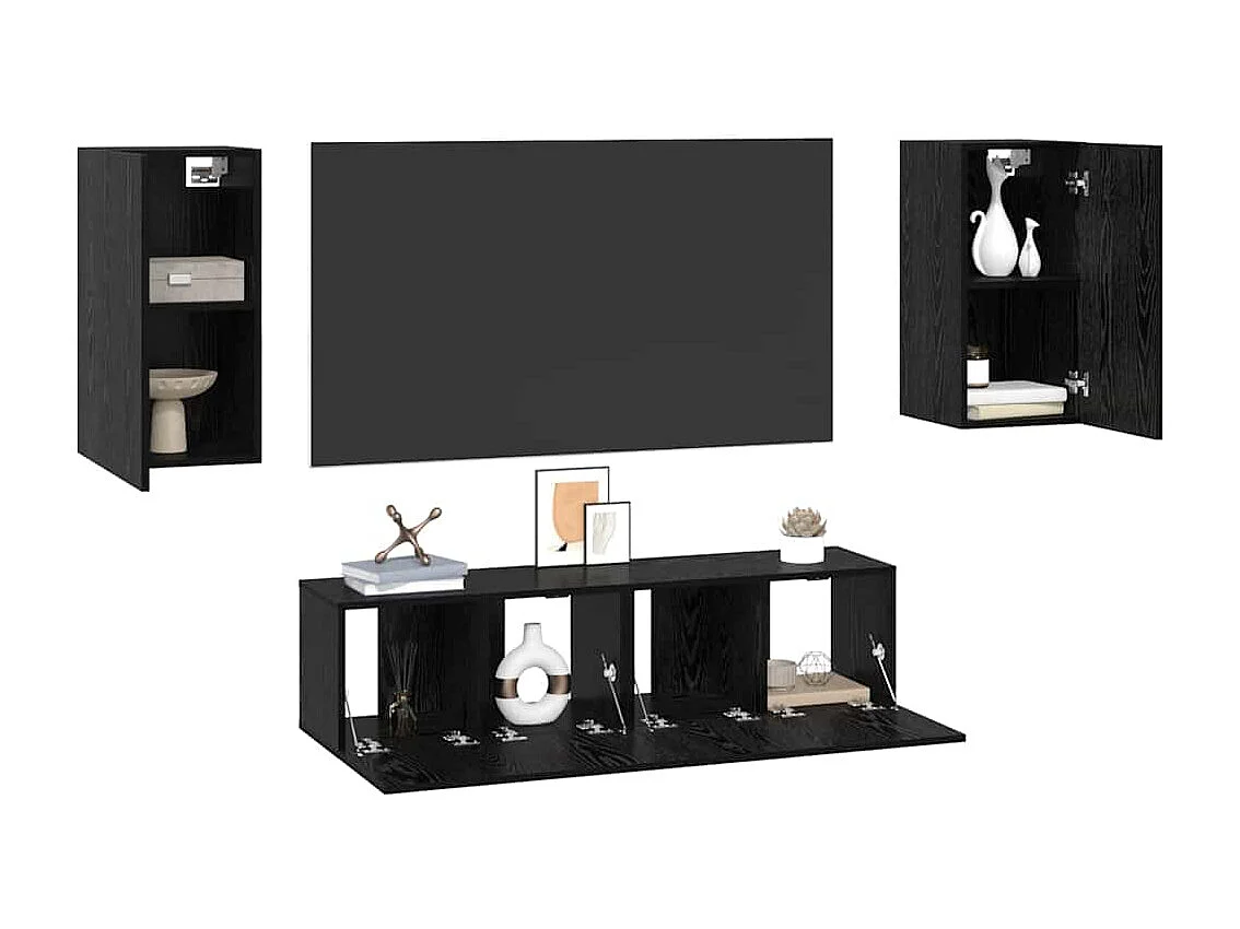 Ensemble meuble TV 4 pièces Chêne noir Moyen 30.5 x 30 x 60 cm