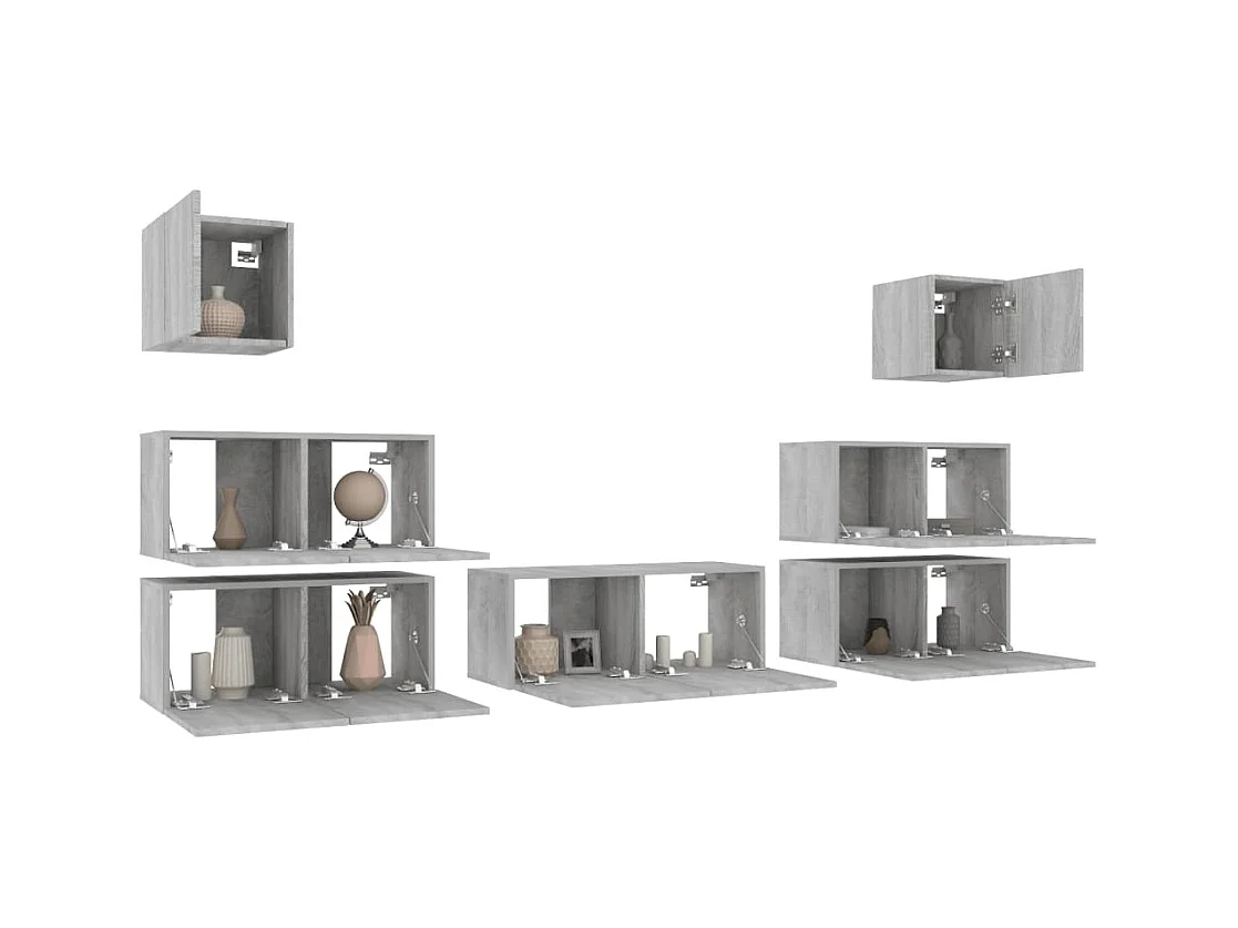 Ensemble de meubles TV 7 pièces Sonoma gris Bois d'ingénierie