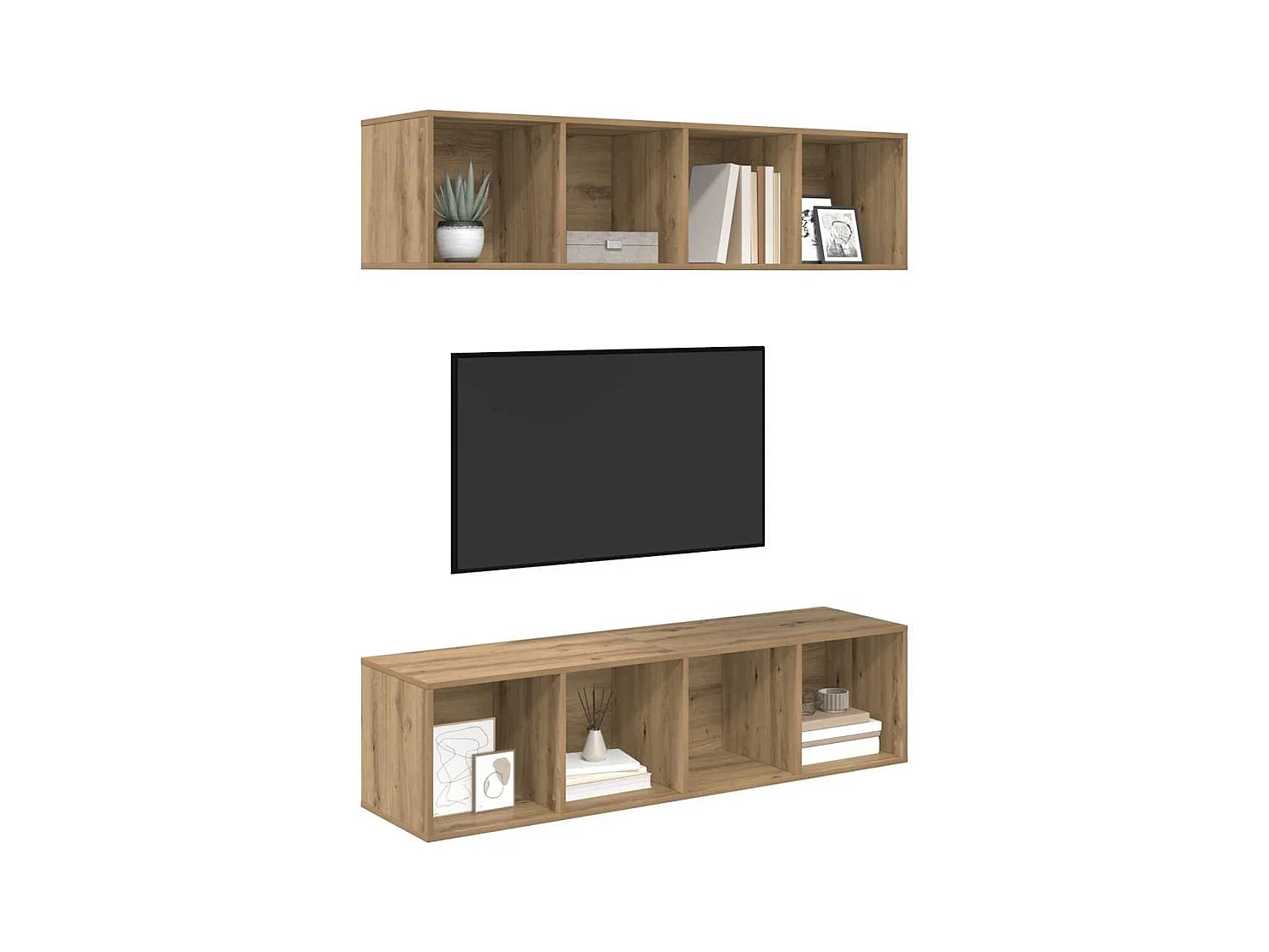 Ensemble meuble TV 2 pièces chêne artisanal 37 x 37 x 142.5 cm