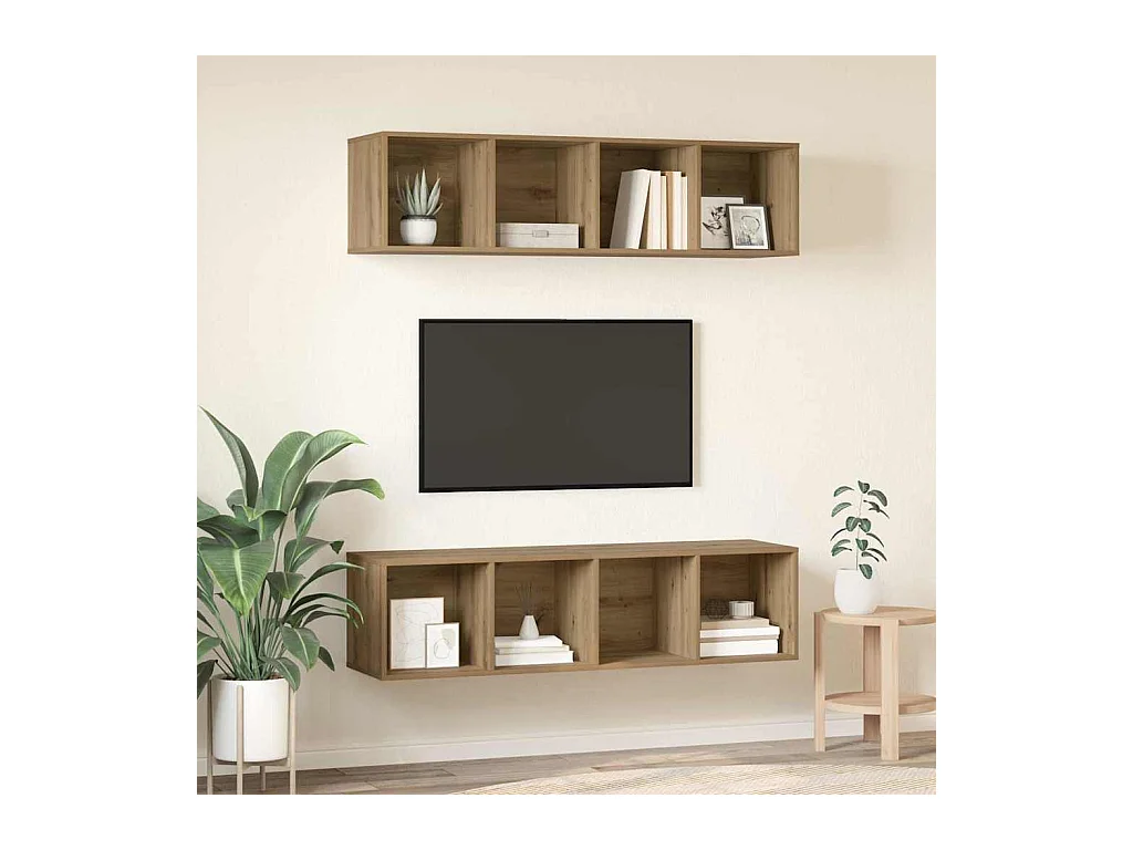 Ensemble meuble TV 2 pièces chêne artisanal 37 x 37 x 142.5 cm