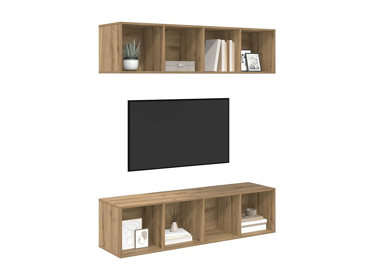 Ensemble meuble TV 2 pièces chêne artisanal 37 x 37 x 142.5 cm