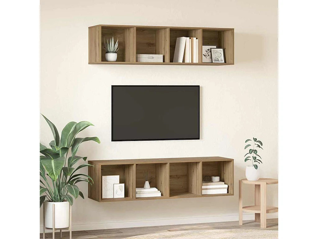 Ensemble meuble TV 2 pièces chêne artisanal 37 x 37 x 142.5 cm