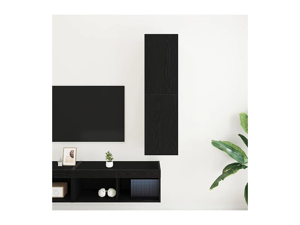 Meuble TV mural Montage mural Chêne noir 30.5 x 30 x 110 cm