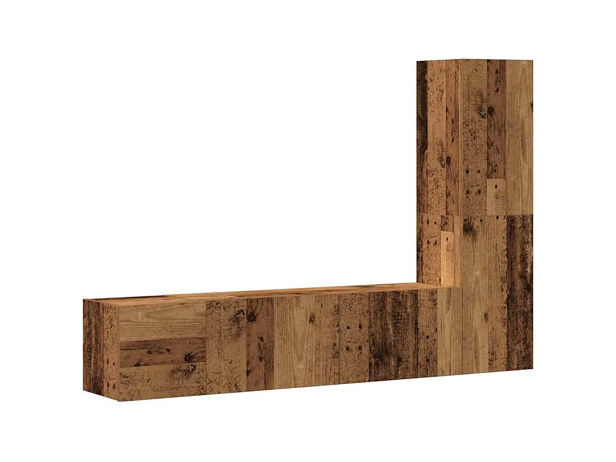 Meubles TV muraux 3 pièces vieux bois bois d'ingénierie