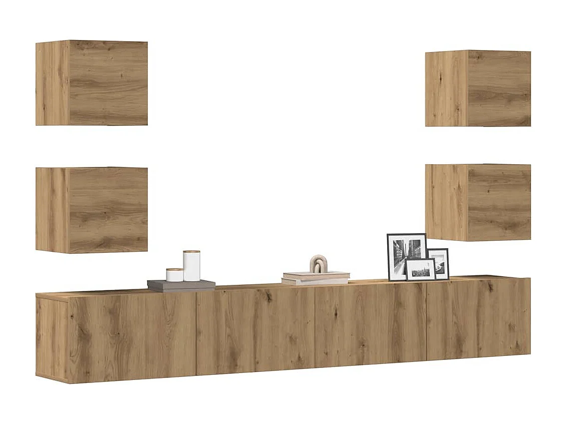 Meubles TV muraux 6 pièces chêne artisanal bois d'ingénierie