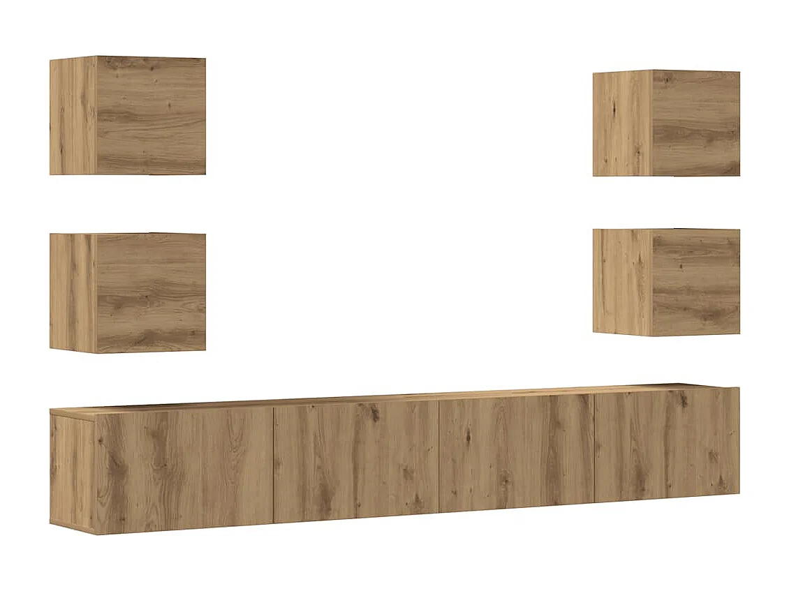 Meubles TV muraux 6 pièces chêne artisanal bois d'ingénierie