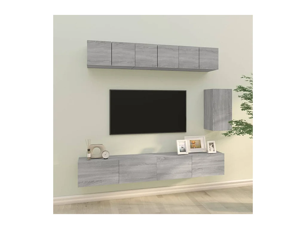 Ensemble de meubles TV 6 pièces Sonoma gris Bois d'ingénierie