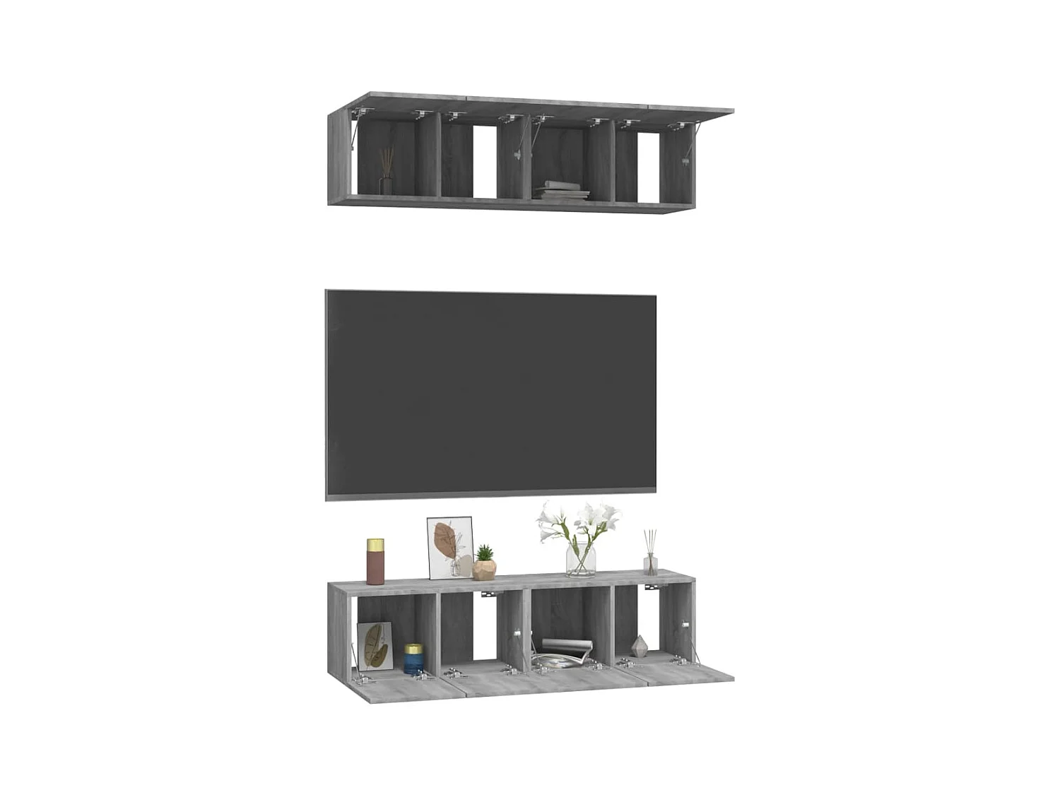 Meubles TV muraux 4pièces Sonoma gris 60x30x30cm Bois d'ingénierie