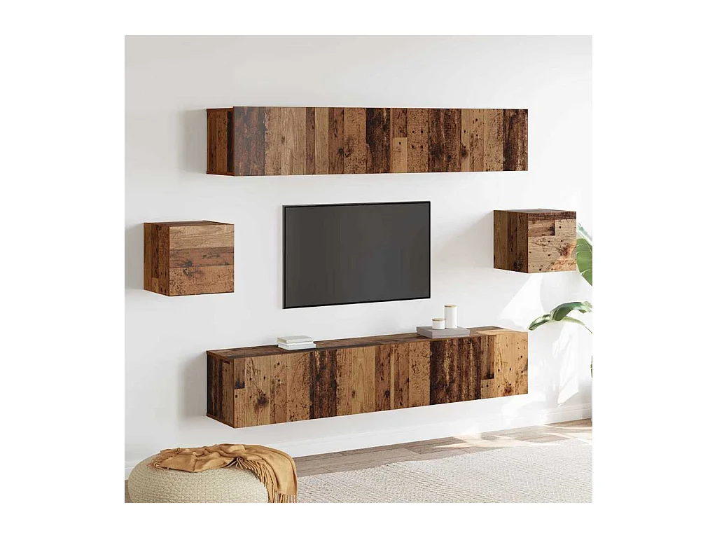 Ensemble meuble TV 6 pièces Bois ancien 80 x 30 x 30 cm bois