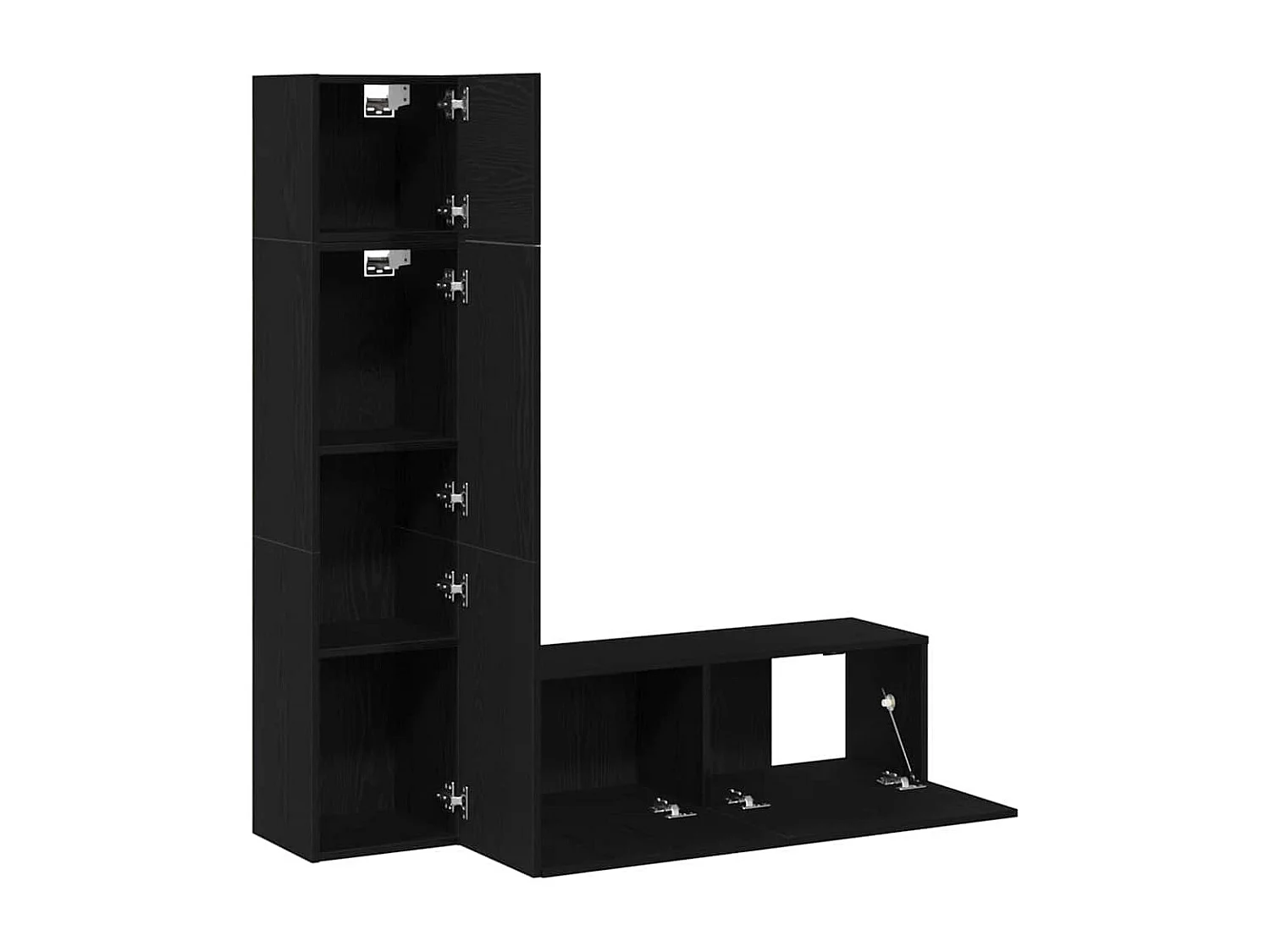 Conjunto de móvel de TV Montado na parede 4 peças Carvalho preto