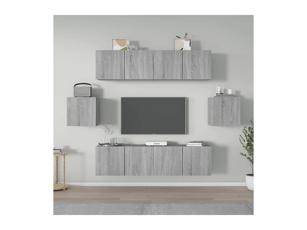 Ensemble de meubles TV 6 pièces Sonoma gris Bois d'ingénierie