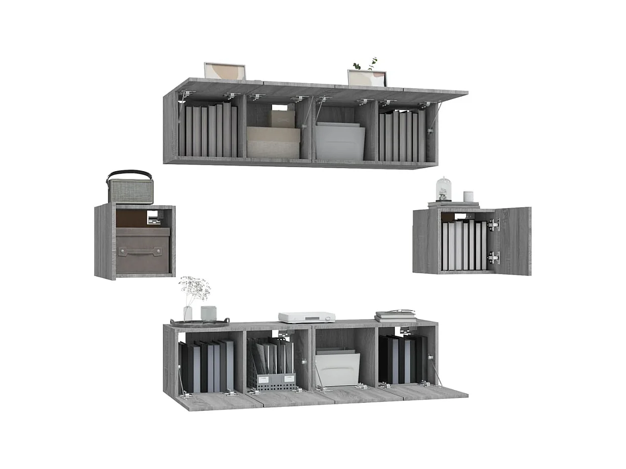 Ensemble de meubles TV 6 pièces Sonoma gris Bois d'ingénierie