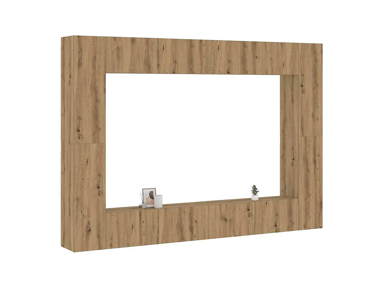 Mueble para TV de pared madera contrachapada artesanal 8 piezas