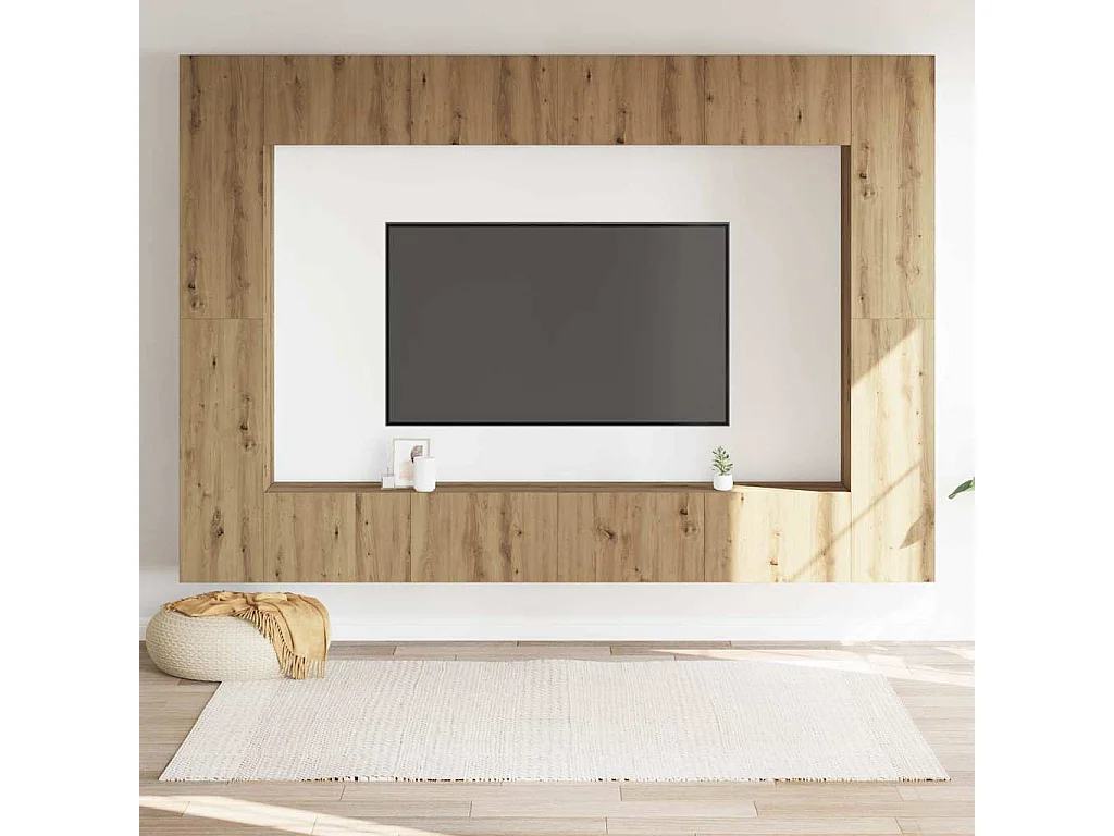 Mueble para TV de pared madera contrachapada artesanal 8 piezas