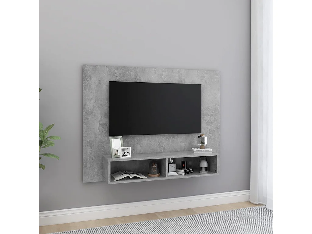Meuble TV mural Gris béton 120x23,5x90 cm Bois d’ingénierie