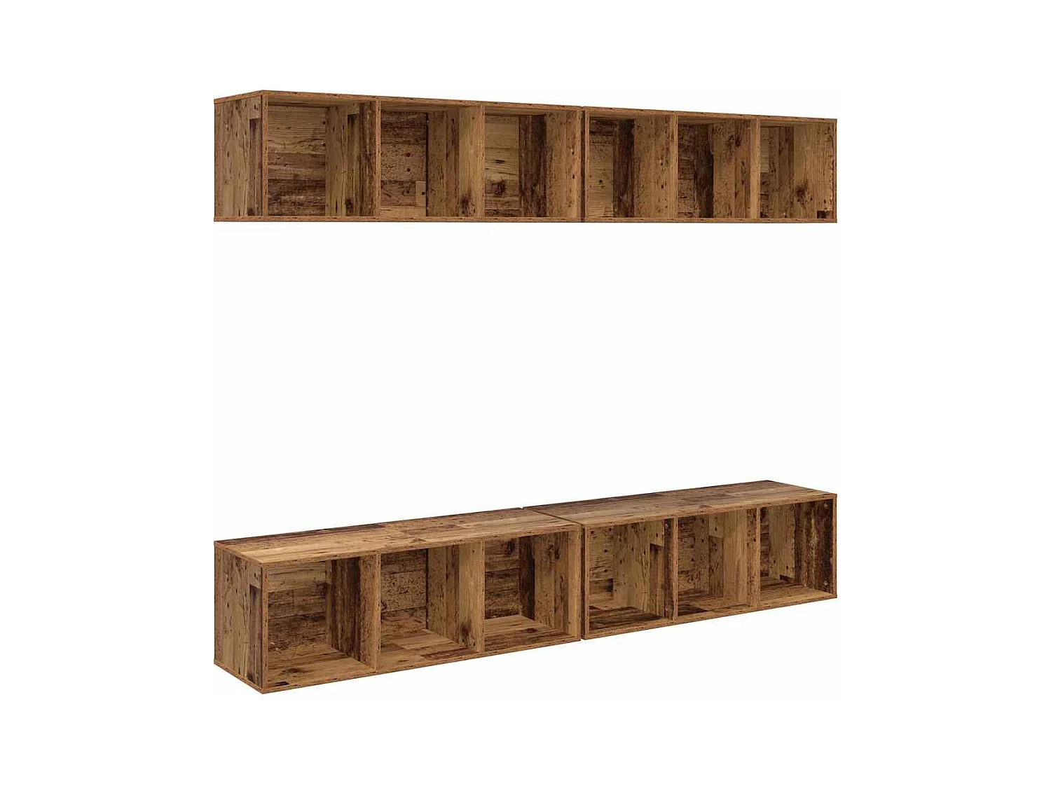 Meuble TV mural 4 pièces Bois ancien 37 x 37 x 107,5 cm