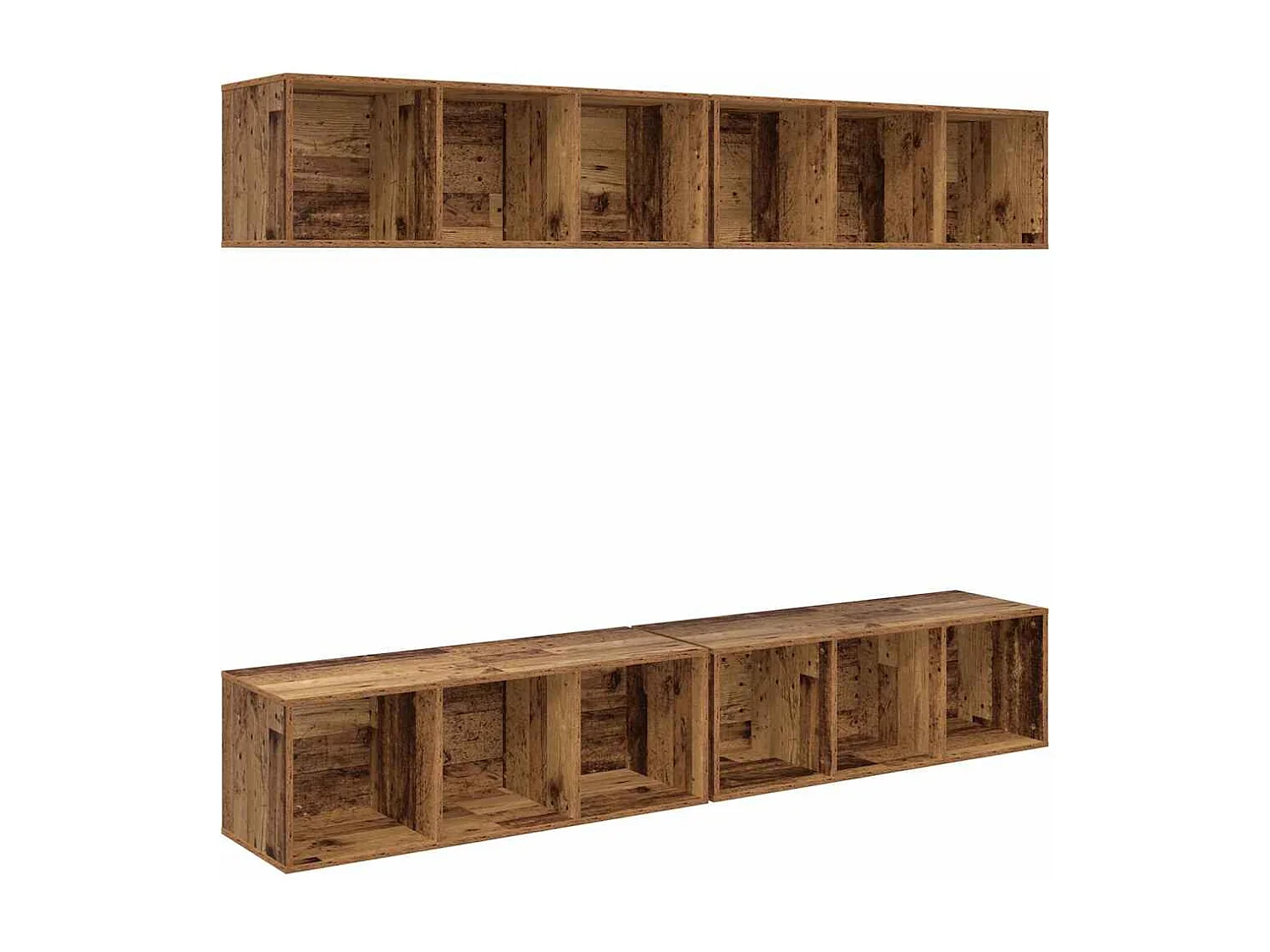 Meuble TV mural 4 pièces Bois ancien 37 x 37 x 107,5 cm