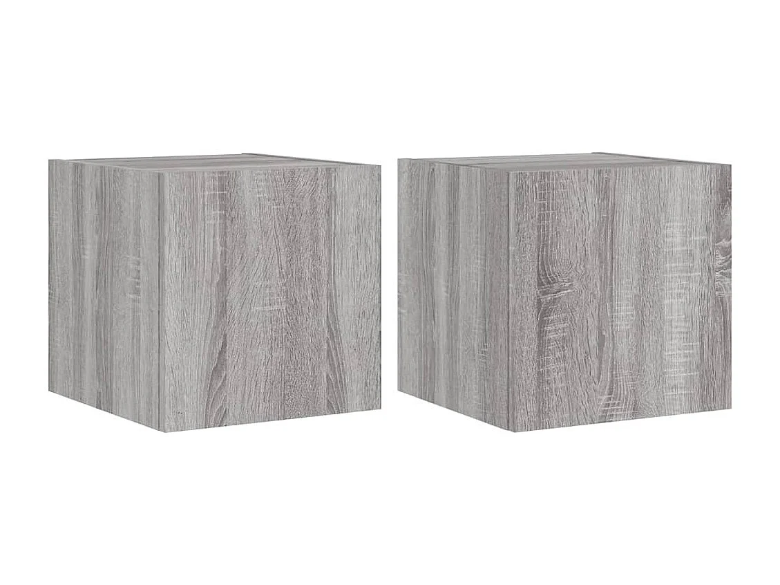 Meubles TV muraux et lumières LED 2pièces sonoma gris 30,5x35x30cm