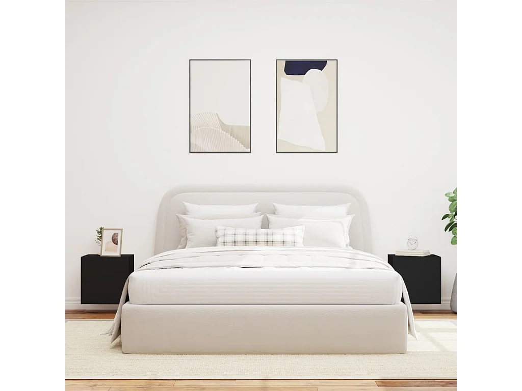 Meubles TV muraux avec lumières LED 2 pièces noir 40,5x35x40 cm