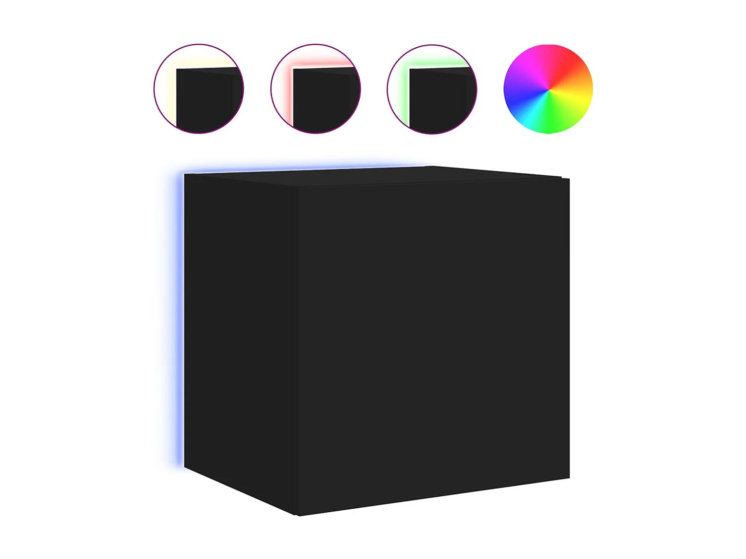 Meubles TV muraux avec lumières LED 2 pièces noir 40,5x35x40 cm